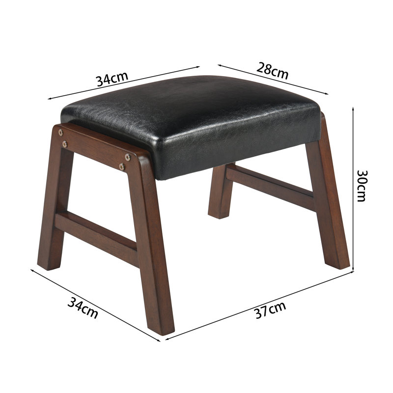 37cm Wide Faux Leather Solid Colour Footstool Ottoman, Black