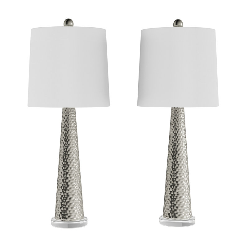 Orren Ellis Table Lamps - Set of 2 Contemporary Hammered Glass Lights for Bedroom, Living Room, and Office with Energy-Efficient LED Bulbs