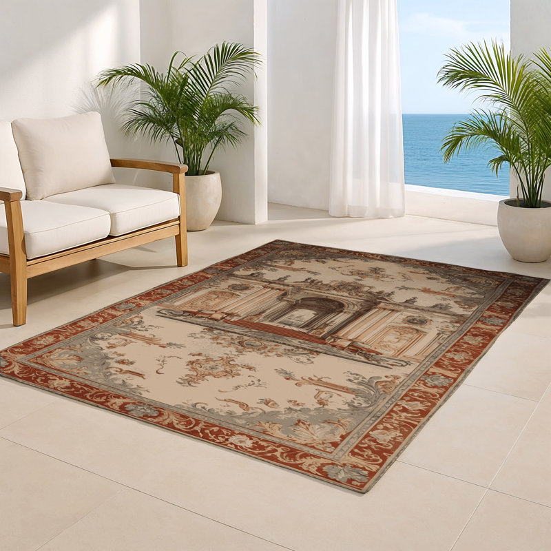 Tapis d'intérieur et d'extérieur brun français, Rectangulaire 2 pi x 3 pi