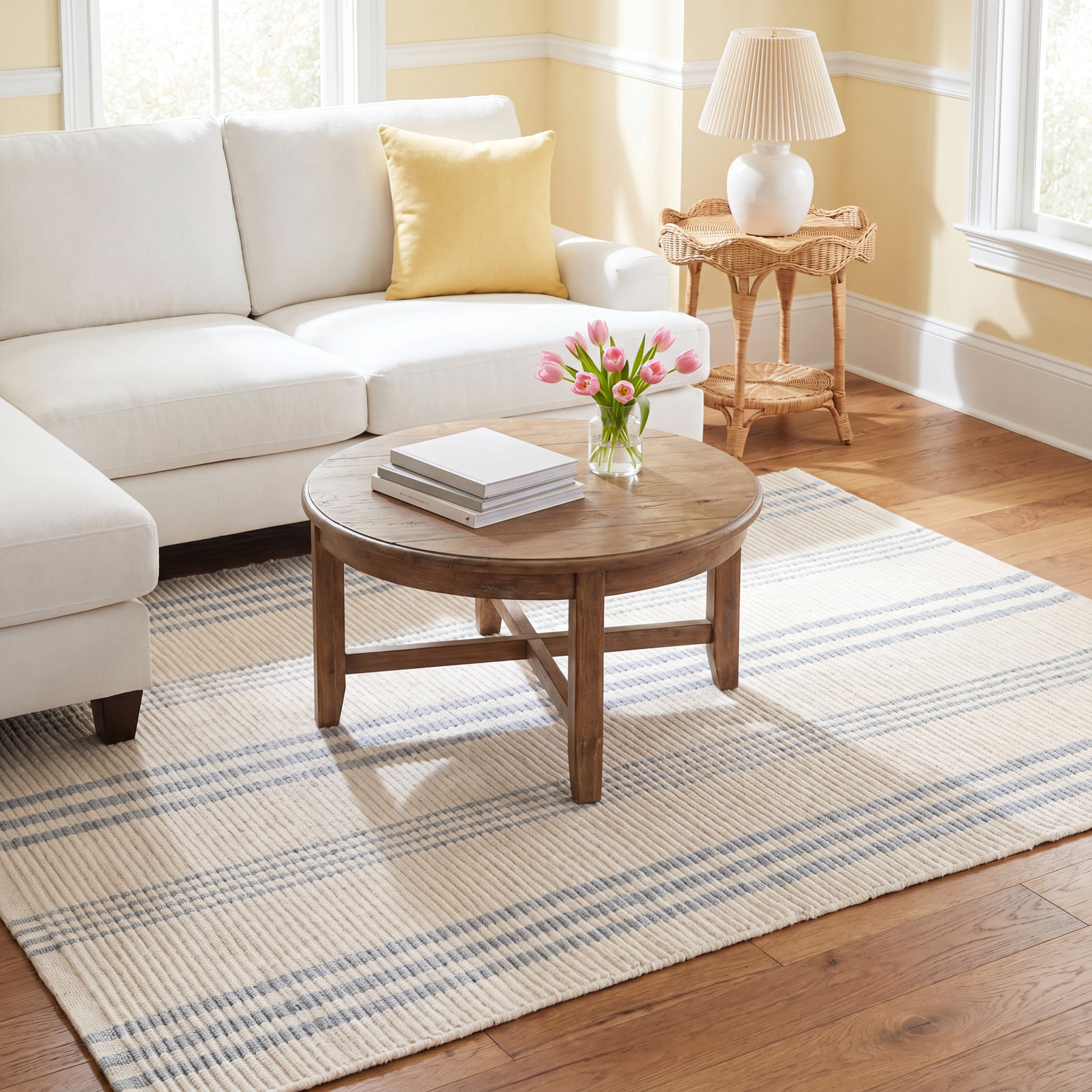 Swedish Stripe Handwoven Cotton Rug, Rectangle 4' x 6'