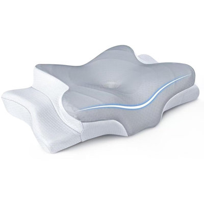 Oreiller ergonomique en mousse à mémoire de forme pour soulager les douleurs au cou, oreiller contour pour les personnes qui dorment sur le côté et le dos, oreiller orthopédique