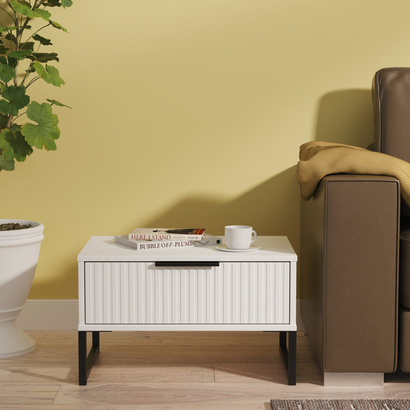 Bernat End Table, White/Black