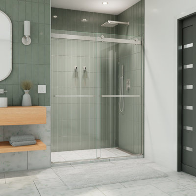 Essence 56" W x 60" W x 76" H Bypass Semi-Frameless Shower Door with Clearmax™ Technology