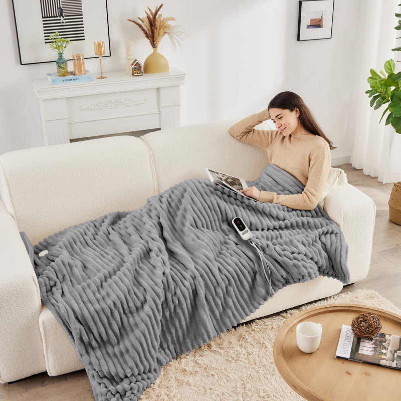 Heated Throw Blanket, Grey