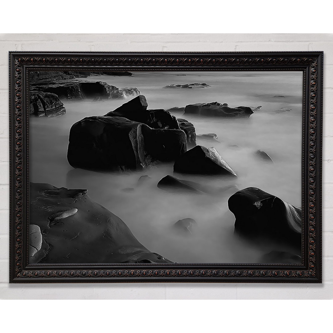 Ocean Rock Serenity B and W - Einzelner Bilderrahmen Kunstdrucke