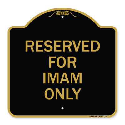 Enseigne Signmission Designer Series - Réservée à l'imam seulement | Enseigne architecturale noire et dorée en aluminium de gros calibre 18 po x 18 po | Protégez votre entreprise et votre commune | Fabriqué aux États-Unis