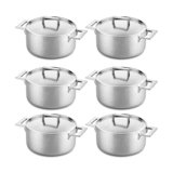 Attiva Peltro Casserole with Lid 7.87" - 6 Pieces - Pewter