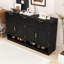 Buffet moderne avec tablettes et tiroirs et compartiments de rangement ouverts-1006727743