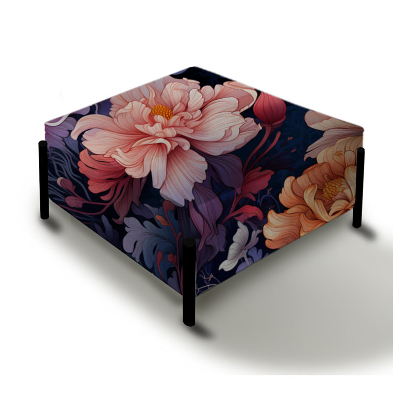 Dockery Whipton rose et mauve Cosmic Mystic Floral Botanic Dream - Grand repose-pieds carré floral