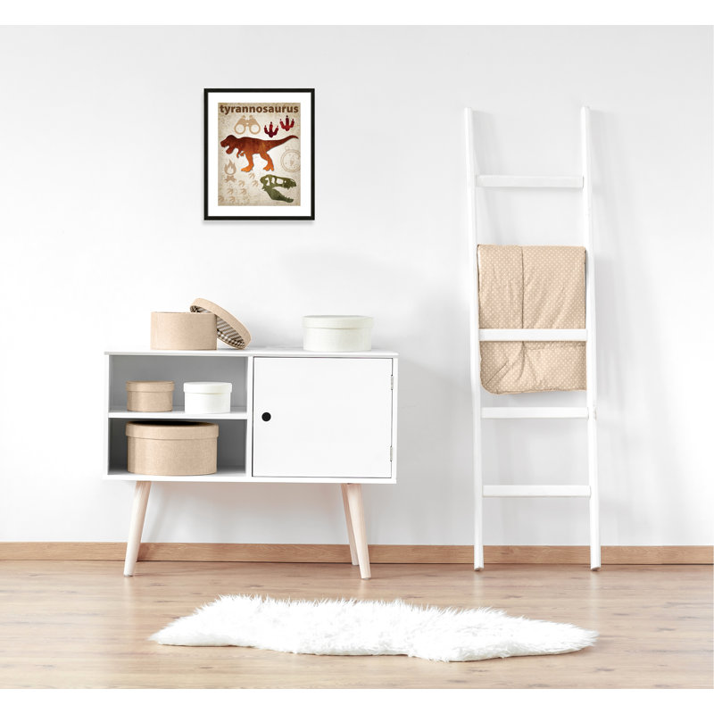 Dinosaurs-01' Wall Decal, 25.5" H x 21.5" W x 1.1875" D, Black Woodgrain Box Framed