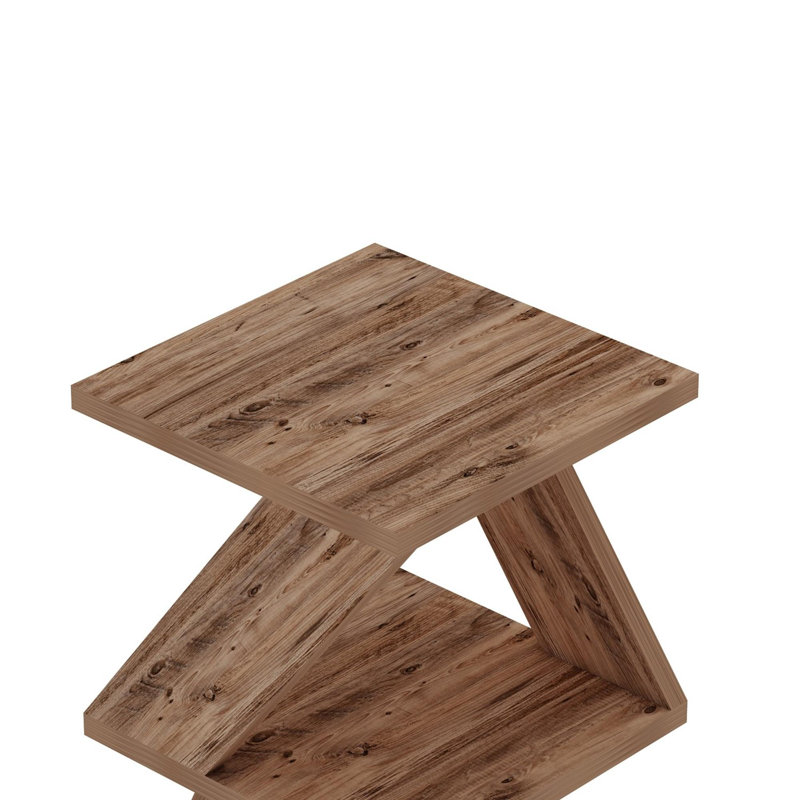 Modern Side Table with Wall-Mount Option, 100% Melamine Coated Particle Board, Multiple Shelves for Storage, & Functional Design for Any Room
