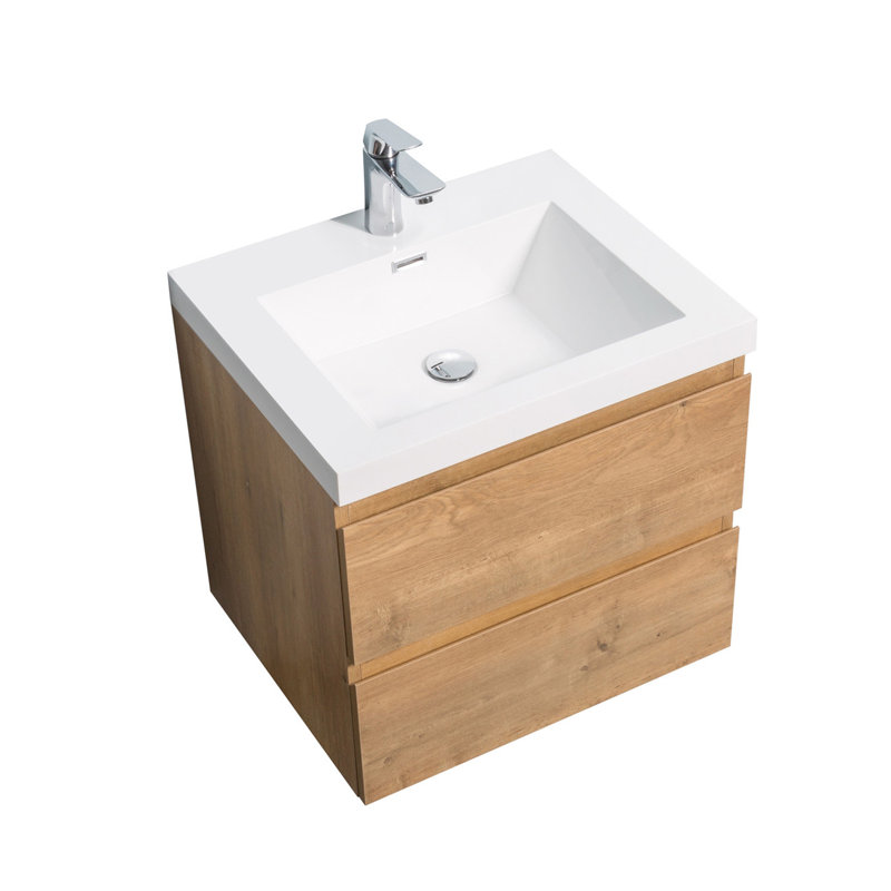  24 Inch Floating Vanity With A Integrated Top