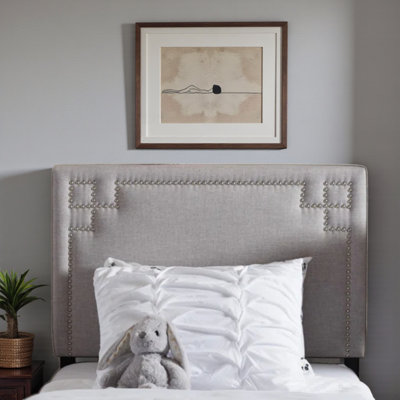 Tête de lit tapissier rectangulaire gris-beige H 23,34 po x l 38,54 po x P 2,06 po