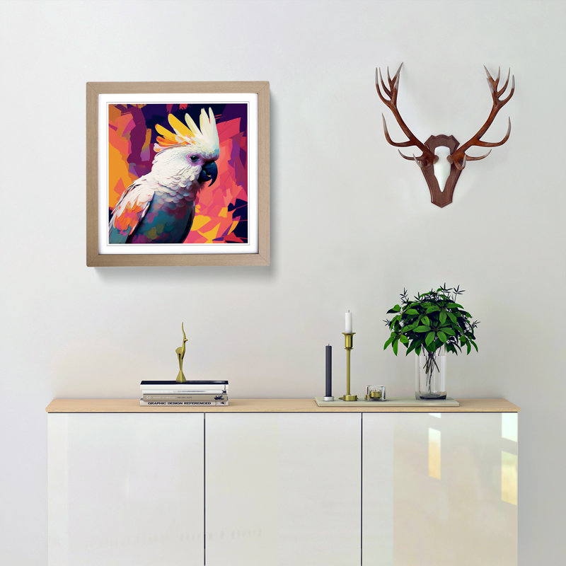 Cockatoo Fauvism - Framed Print, Oak