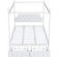Metal Canopy Bed Queen With Upholstered Headboard And Two Storage Areas, White Platform Size 2 Compartment Units,