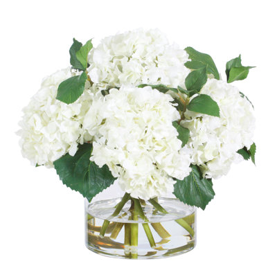 Faux Silk Hydrangea Arrangement in Vase