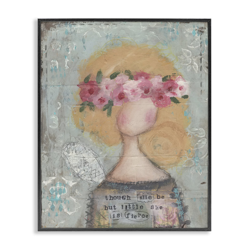 Elle est féroce, giclée inspirée, design par Cassandra Cushman, H 14 po x l 11 po, Giclée encadrée noir minuit
