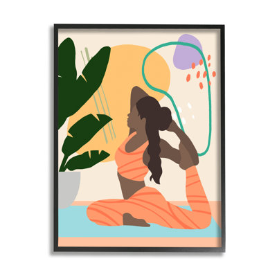 Personne qui travaille sur une plante de yoga, conception moderne par Annie Warren - impression