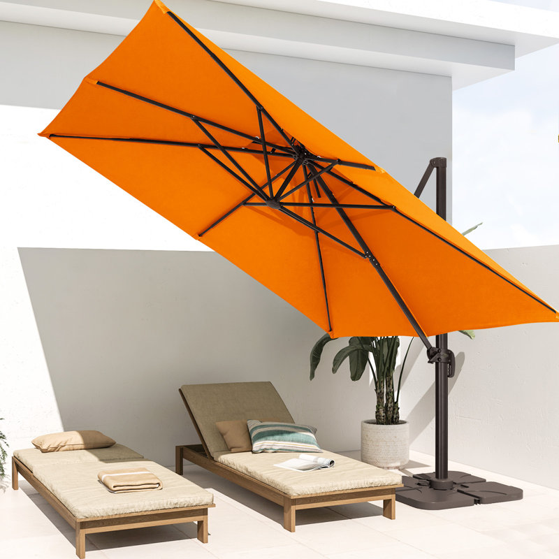 Parasol carré en porte-à-faux 120 po, Rouge orangé