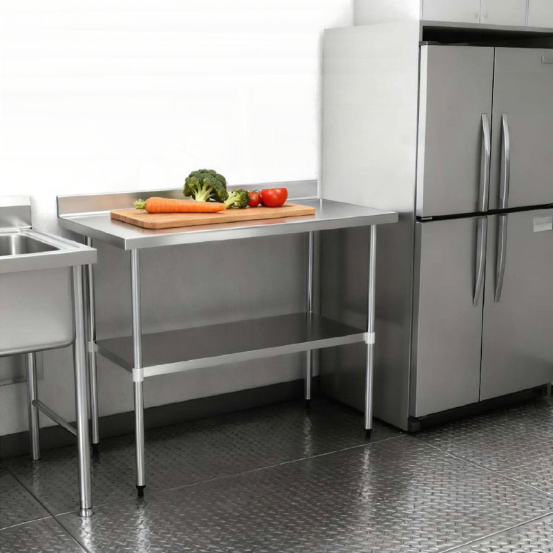 24x60 Inch Stainless Steel Work Table with Backsplash and Undershelf