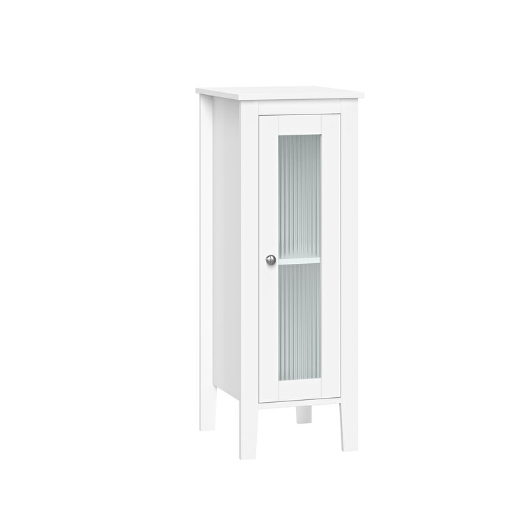 Tall Bathroom Storage Cabinet with Glass Doors white Cupboards