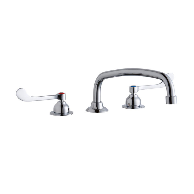 8" Centerset with Concealed Deck Faucet with 12" Arc Tube Spout 6" Wristblade Handles Chrome