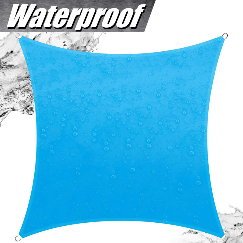 Toile d'ombrage carrée imperméable 9,5 pi x 9,5 pi, Bleu, Pavillon de jardin portatif en métal