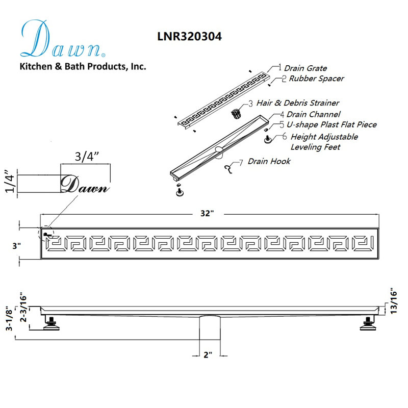 32 Inch Long Stainless Steel Linear Floor Shower Drain