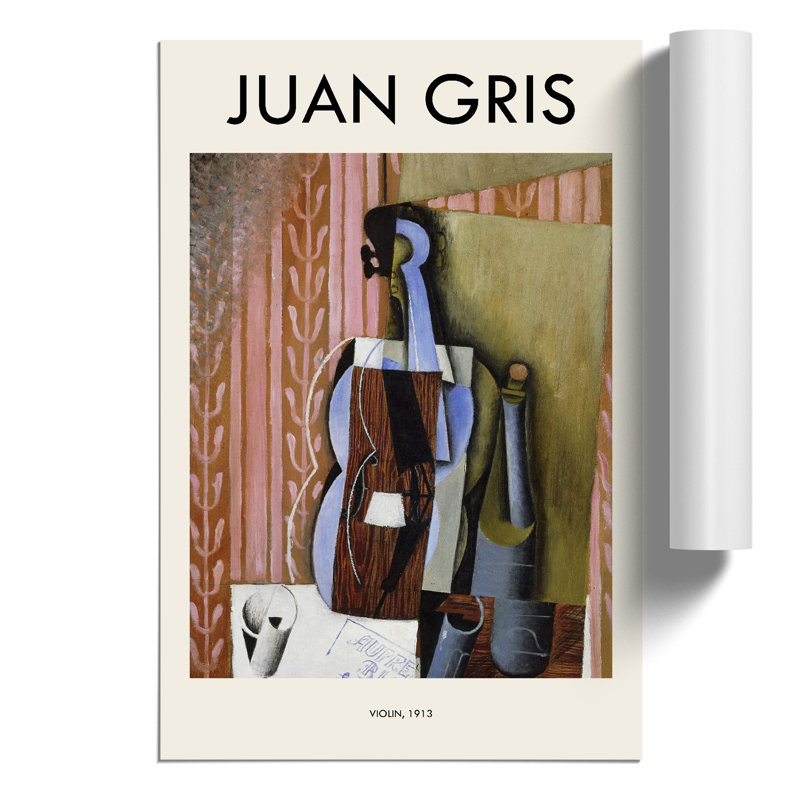 Violin Still Life Vol.3 by Juan Gris - No Frame Painting, 59cm H x 42cm W x 0.1cm D
