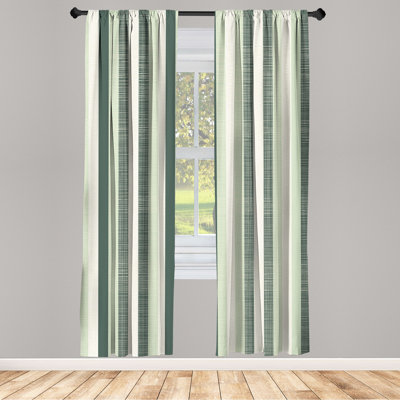 George Oliver Retro Curtains, Classical Stripes Art Vintage, Pair of 28", Pistachio Green