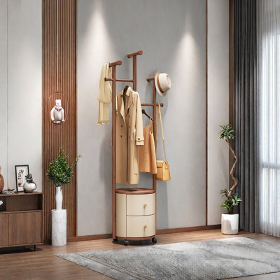 Ash Wood Coat Rack Storage Bench