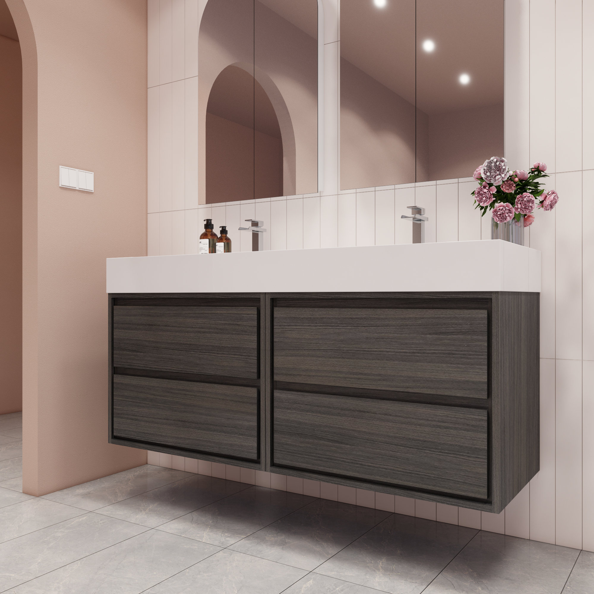 Better Vanity Victoria 60'' Double Bathroom Vanity with Acrylic Top | Wayfair