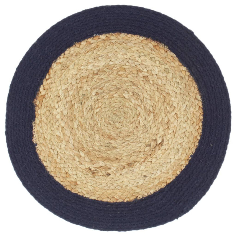 Ferry Solid Colour Round Placemat, Natural/Navy Blue