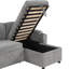 Lit convertible en L avec rangement, porte-gobelets, hublots, chenille en tissu gris doux, pratique-121077271