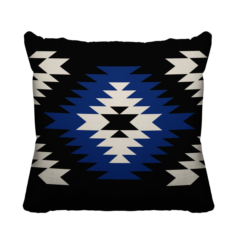 Coussin décoratif intérieur / extérieur Southwestern, Bleu marine, L 19 po x H 19 po