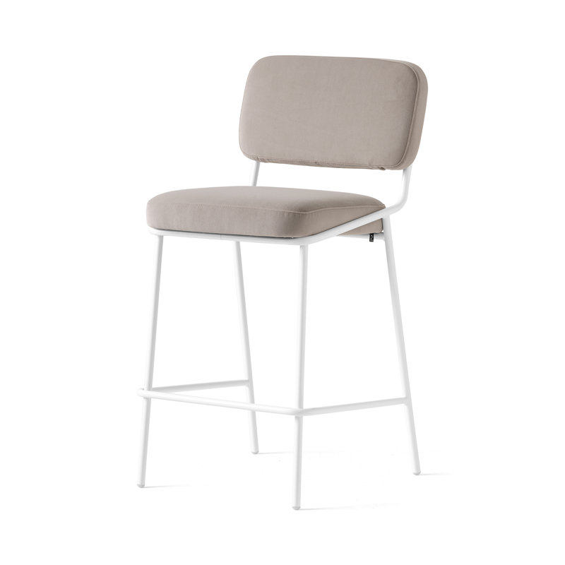 Sixty Upholstered Counter Stool with Metal Frame, Painted Brass, Sand, Counter Stool (25.63" Seat Height)