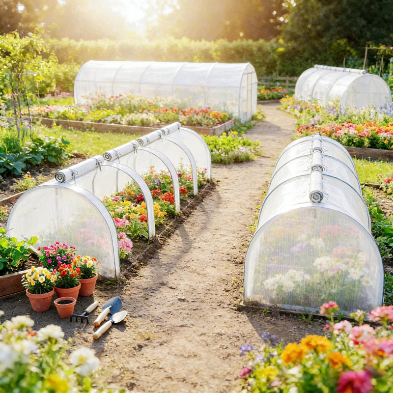 Portable Greenhouse, Mini Greenhouse With Four Doors, Dark Green/White