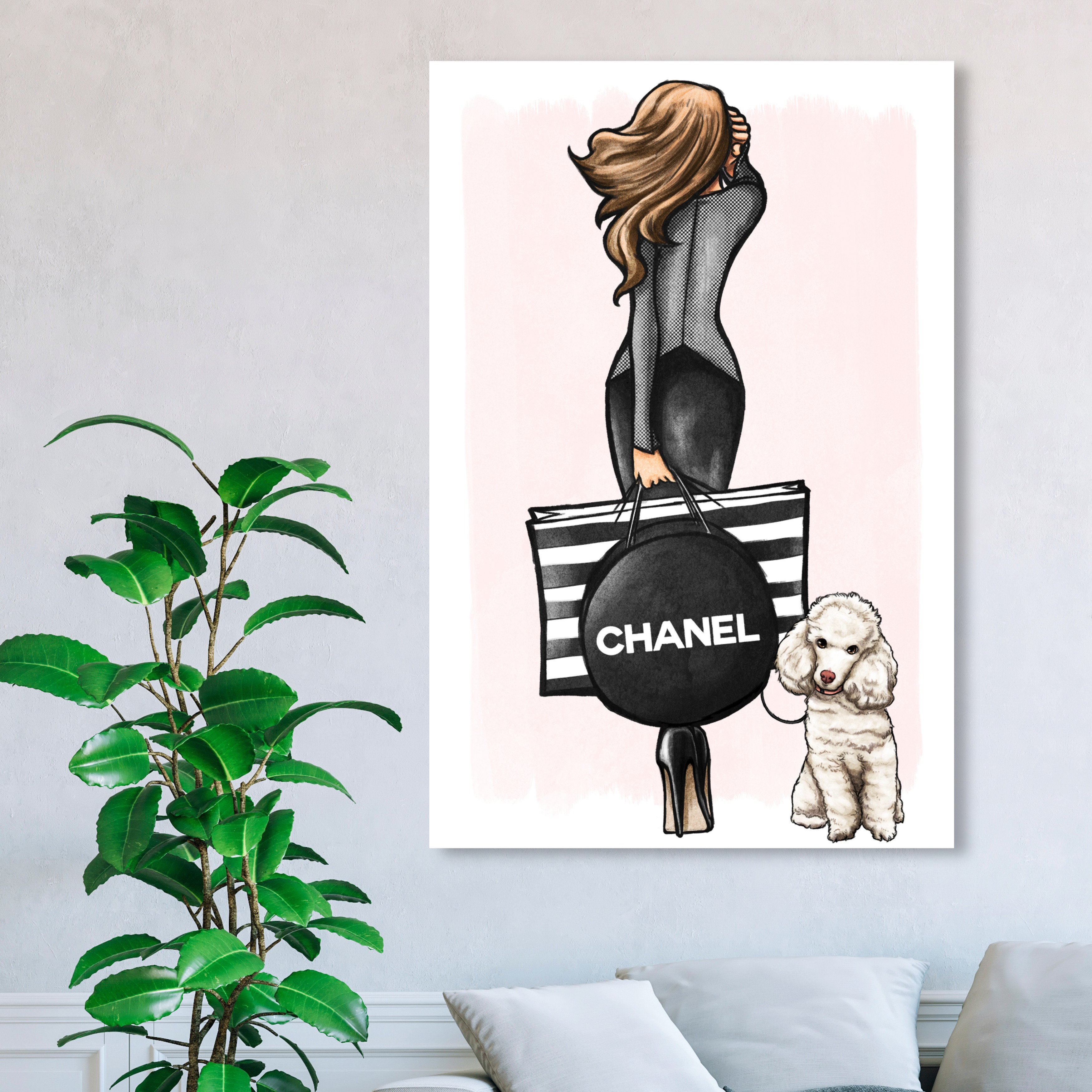 Oliver Gal Fashion And Glam Fashion Paris Poddle Walk Poodle Stiletto On  Canvas Print