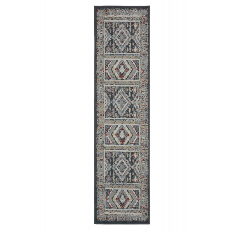 Tapis gris / brun clair Jovane Southwestern, Tapis de couloir 2 pi x 8 pi