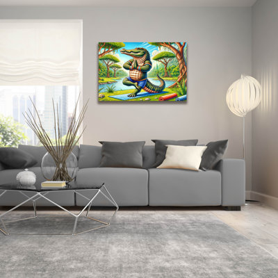 «Crocodile Yoga» par Rey Klimt, art mural en verre acrylique
