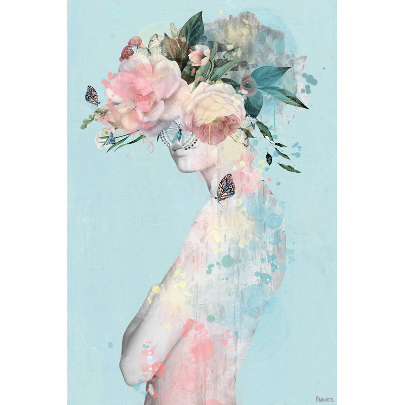 «Flower And Butterflies», reproduction sur toile tendue, H 45 po x l 30 po x P 1,5 po
