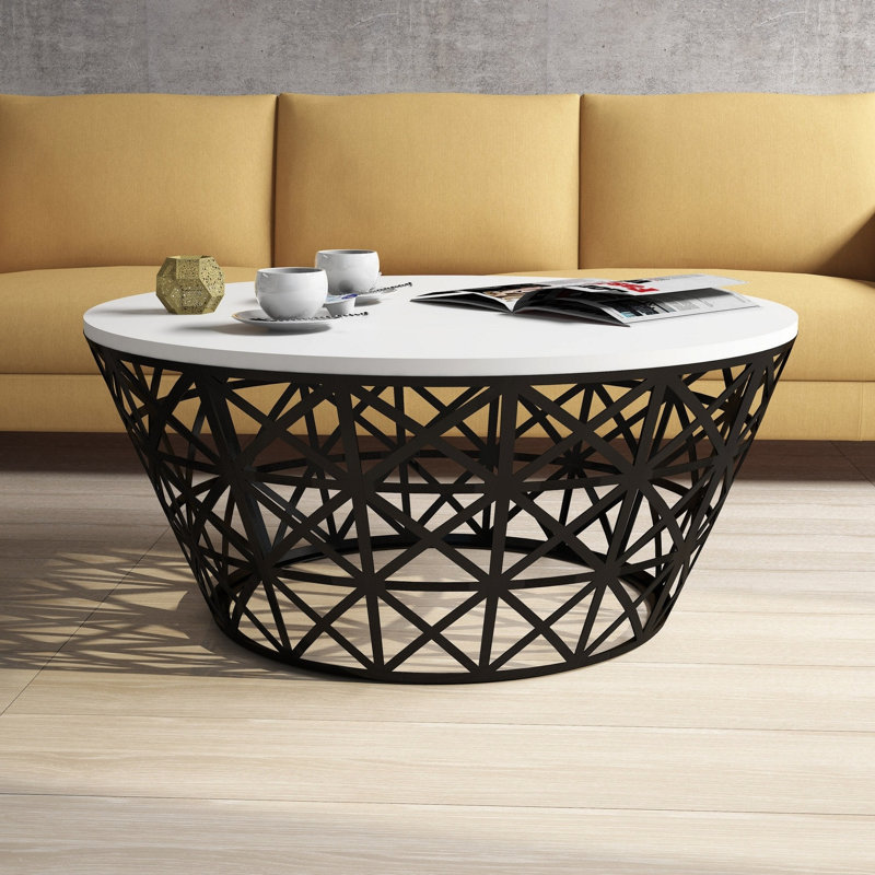Tambour à cadre Carrold avec rangement, Blanc