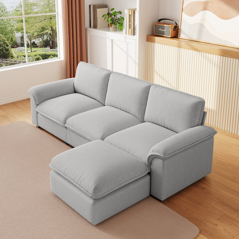 Canapé modulaire Cloud en canapé pour le salon Canapé modulaire en L en chenille pour appartement, Gris