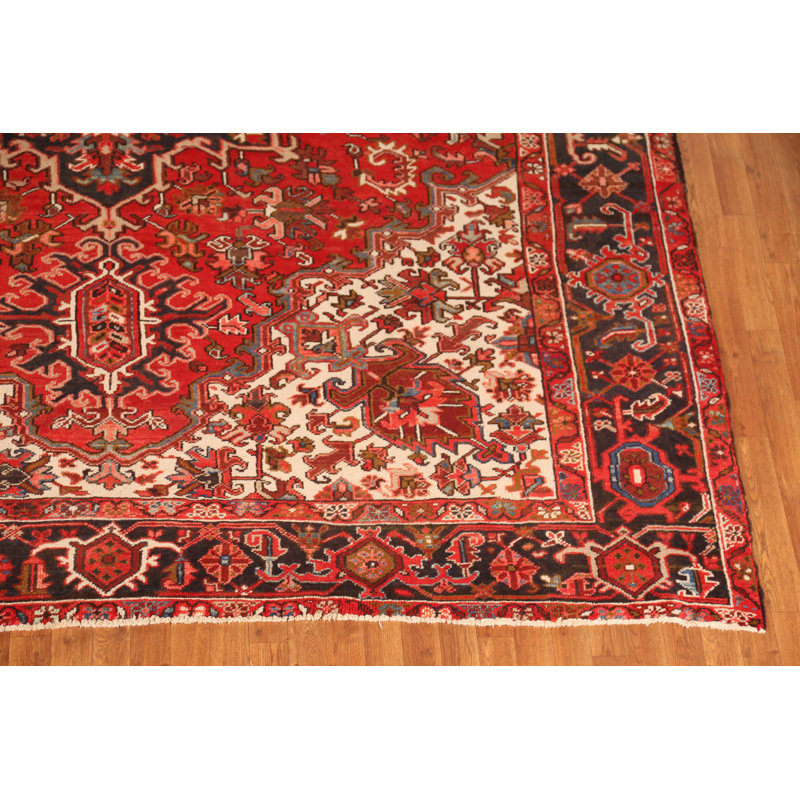 Tapis traditionnel rétro médaillon rouge 10 x 13