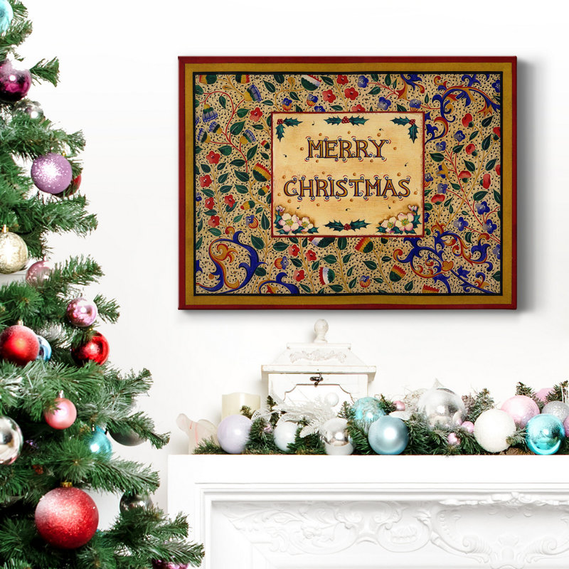 Signe de Noël - Toile tendue avec châssis de qualité supérieure - Prêt à être accroché, H 40 po x l 30 po x P 1 po
