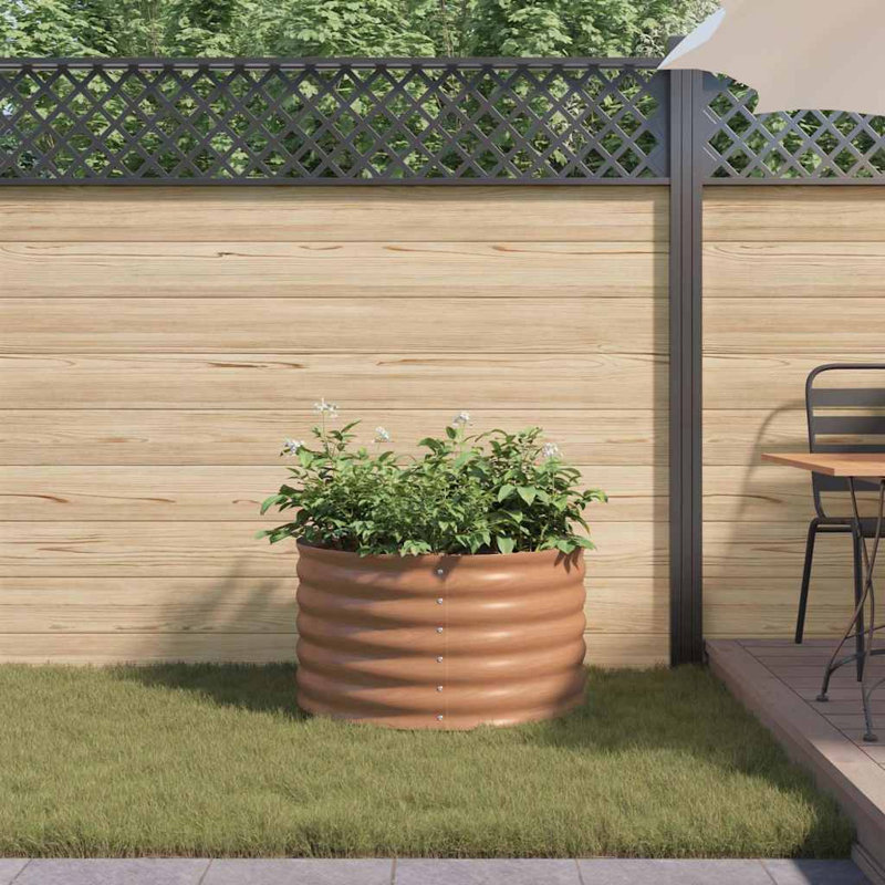 Garden Raised Bed Outdoor Planter Flower Plant Stand Galvanised Steel, 240 x 80 x 44 cm, Brown