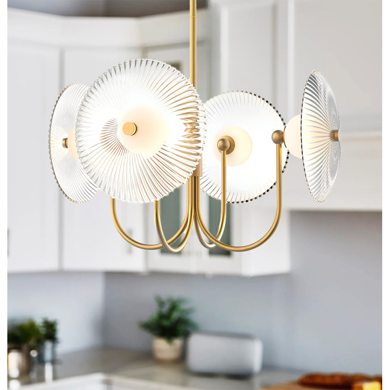 Luminaire suspendu 4 lumières DEL 4 lumières, Doré