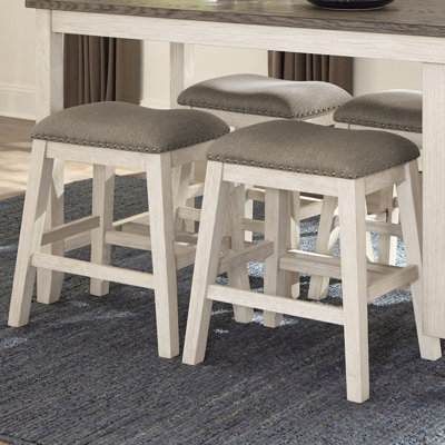 Ensemble de 2 tabourets de bar à hauteur de comptoir en tissu texturé brun antique