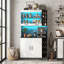100cm W Large Freestanding Kitchen Cabinet & Microwave Stand with App-Controlled RGB LED, Multi-Tier Double Door Pantry Cupboard, Modern Wood-127420660