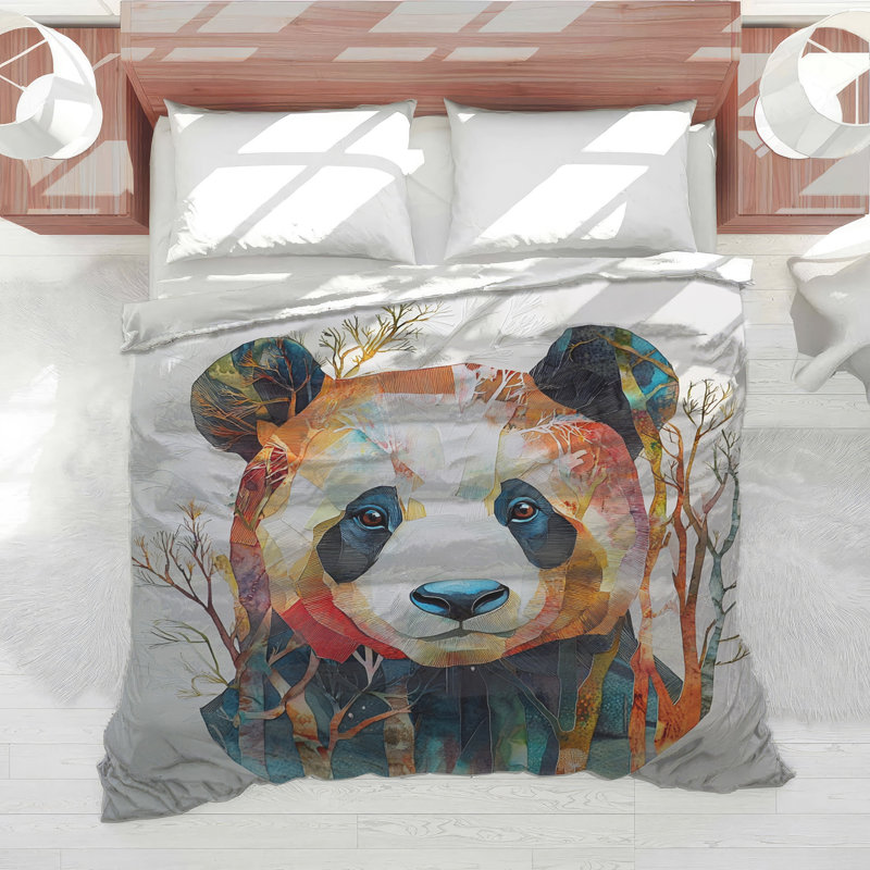 Colorful Panda Illustration Comforter, Twin Extra Long